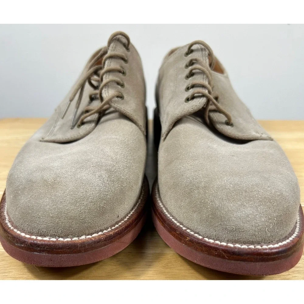 Grant Stone Derby Shoes Mens 10D Sand Suede Dirty Buck Goodyear Welt Brick Sole